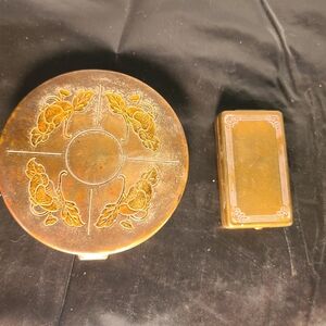 Vintage  Metal Cosmetic Compacts Lot – Round & Rectangle with Mirrors